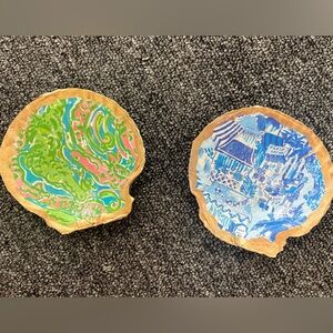 Two Lilly Pulitzer inspired real shell trinket holders